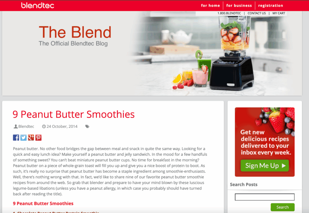 Blendtec blog "9 Peanut Butter Smoothies"
